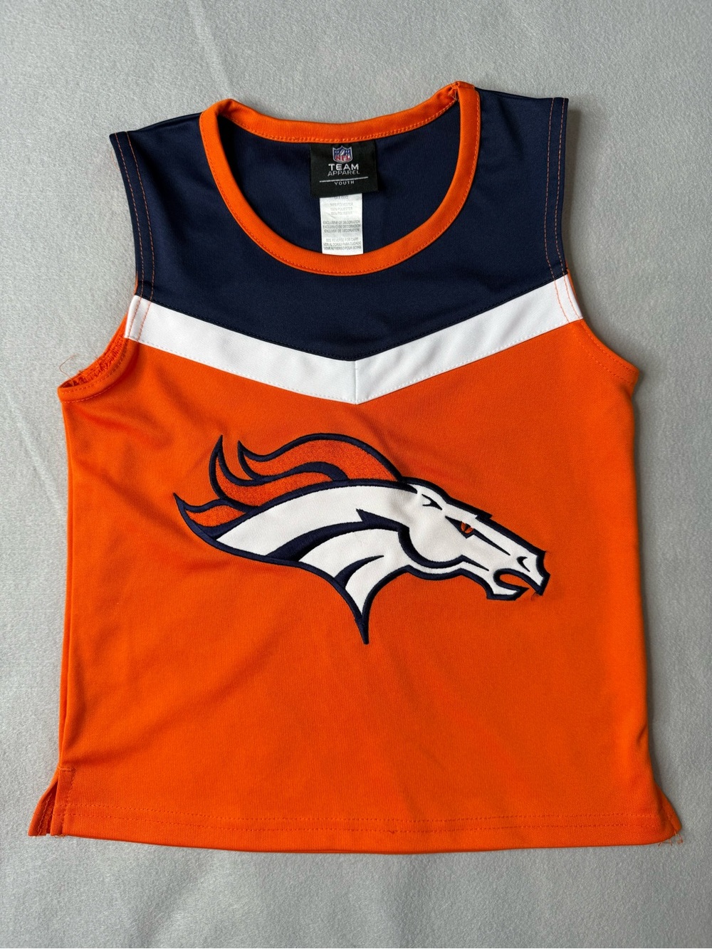 Denver Broncos NFL Team Apparel Youth Small Orange Navy Sleeveless Tank Top